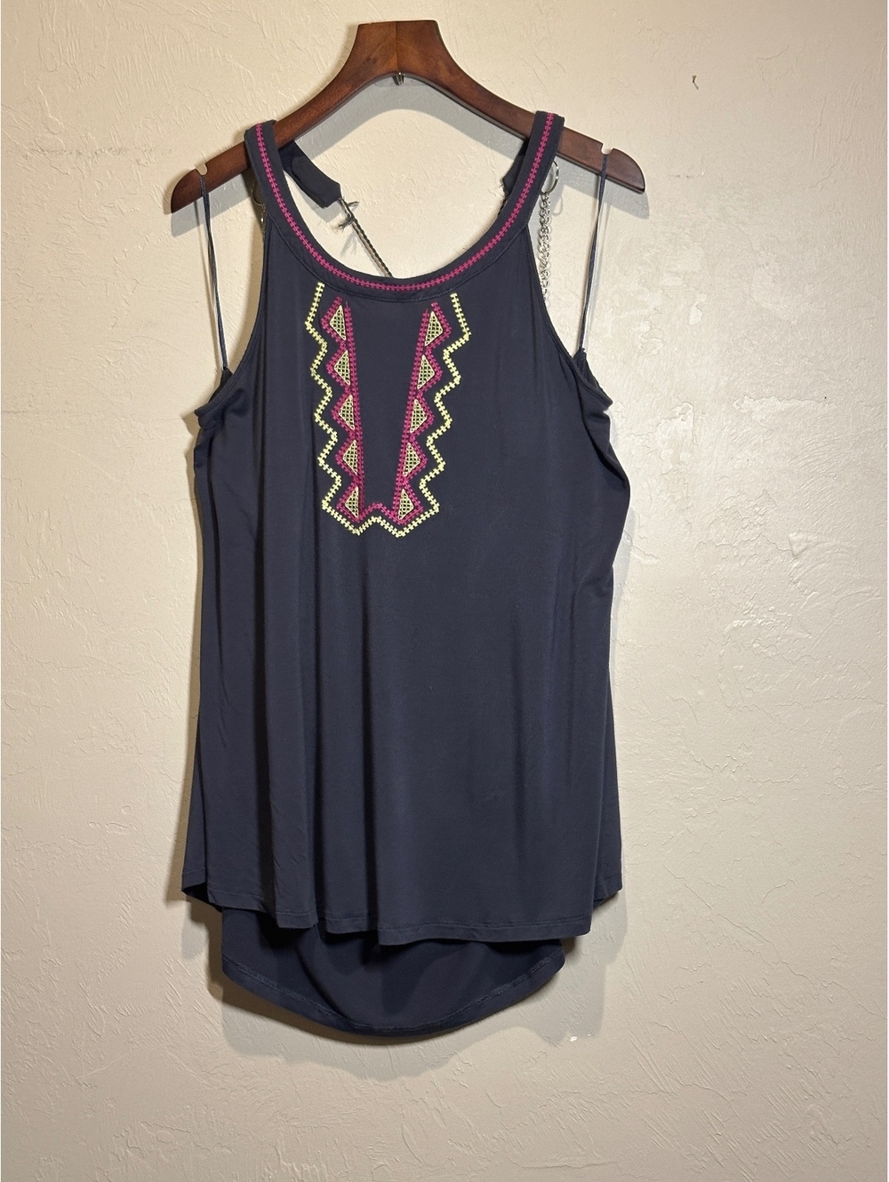 Wrangler Retro Women's 3XL Embroidered Tank Top Navy Blue